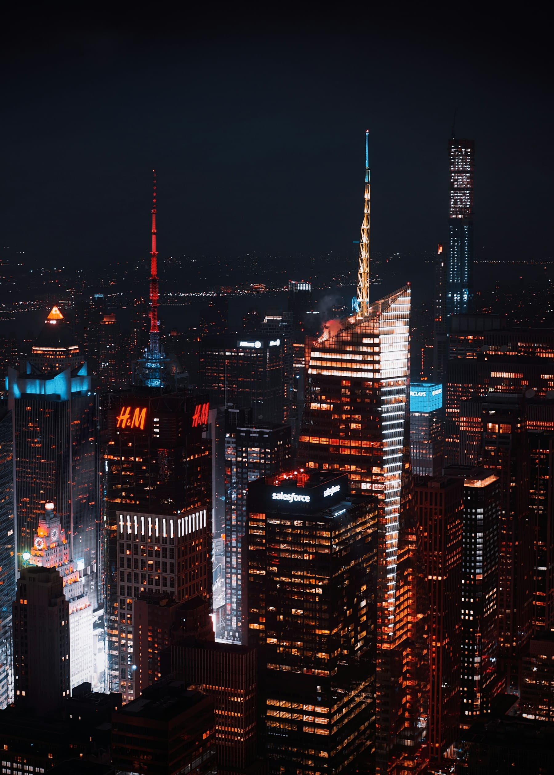 Manhattan skyline at night from the Empire State Building