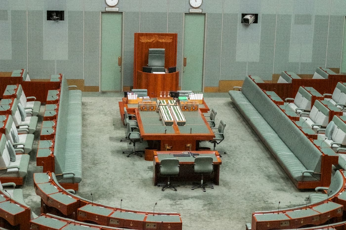 Modern parliamentary chamber interior in Canberra